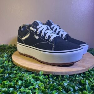 🔥 VANS SELDAN PLATFORM ST BLACK WHITE WOMENS SKATE SHOE SIZE 9.5